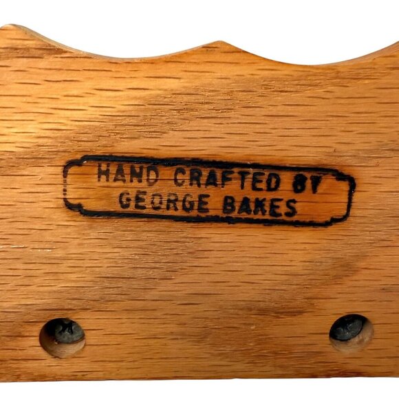 Old World Santa Wooden Signed George Bakes Cranston Victorian Holiday Decor 12" - Picture 5 of 12